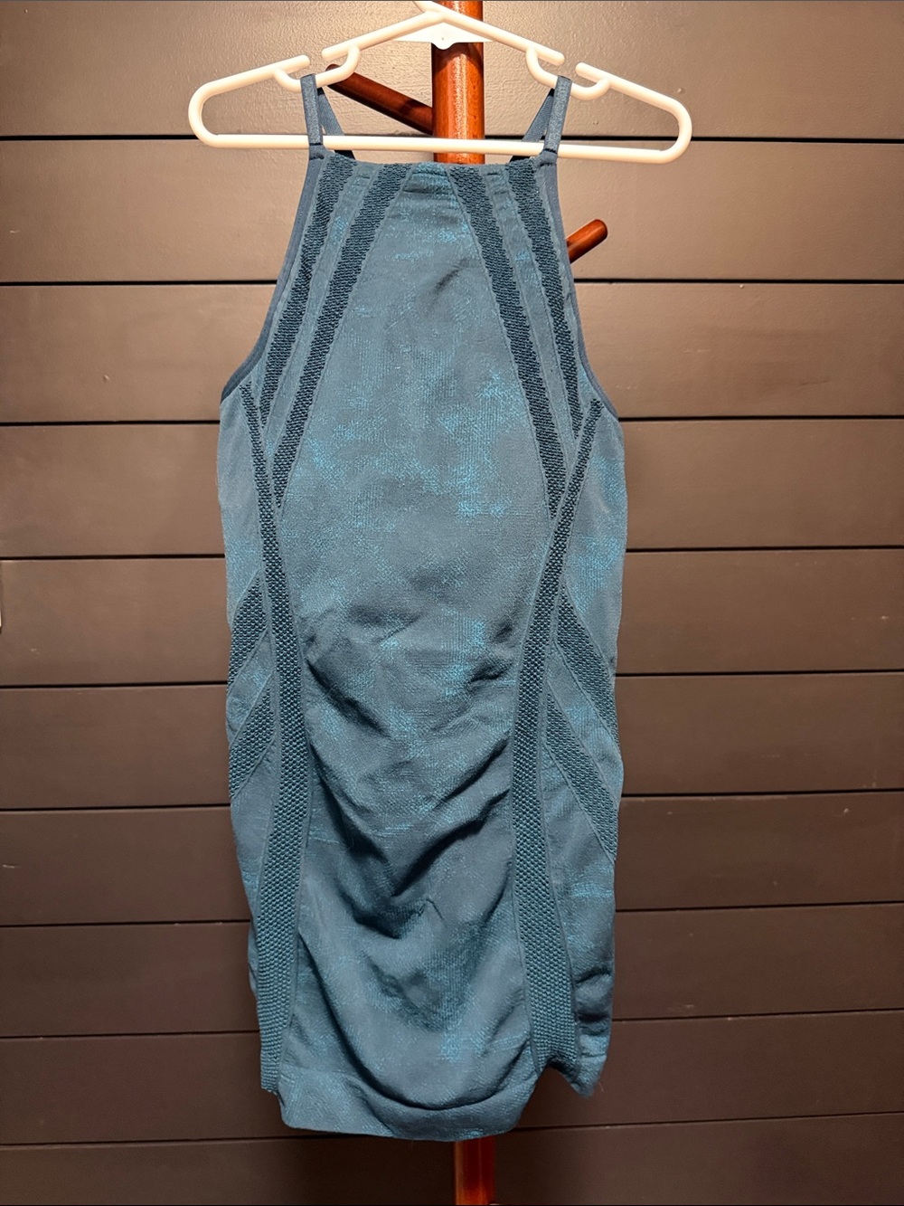 Athleta Teal High-Neck Tank top with Textured Side Panels